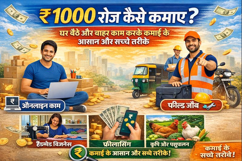 ₹1000 रोज कैसे कमाए? घर बैठे और बाहर काम करके कमाई के आसान और सच्चे तरीके